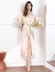 Satin Lace Floor-Length Robe