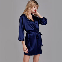 Load image into Gallery viewer, Summer Champagne Chinese Bride Wedding Robe Satin Sleepwear Women Nightgown Sexy Nightdress Lady Kimono Bathrobe Gown Negligee