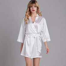 Load image into Gallery viewer, Summer Champagne Chinese Bride Wedding Robe Satin Sleepwear Women Nightgown Sexy Nightdress Lady Kimono Bathrobe Gown Negligee