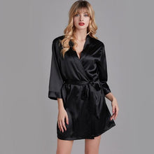 Load image into Gallery viewer, Summer Champagne Chinese Bride Wedding Robe Satin Sleepwear Women Nightgown Sexy Nightdress Lady Kimono Bathrobe Gown Negligee