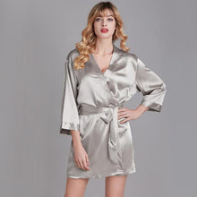 Load image into Gallery viewer, Summer Champagne Chinese Bride Wedding Robe Satin Sleepwear Women Nightgown Sexy Nightdress Lady Kimono Bathrobe Gown Negligee