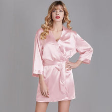 Load image into Gallery viewer, Summer Champagne Chinese Bride Wedding Robe Satin Sleepwear Women Nightgown Sexy Nightdress Lady Kimono Bathrobe Gown Negligee