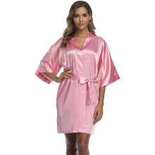 Load image into Gallery viewer, Summer Champagne Chinese Bride Wedding Robe Satin Sleepwear Women Nightgown Sexy Nightdress Lady Kimono Bathrobe Gown Negligee